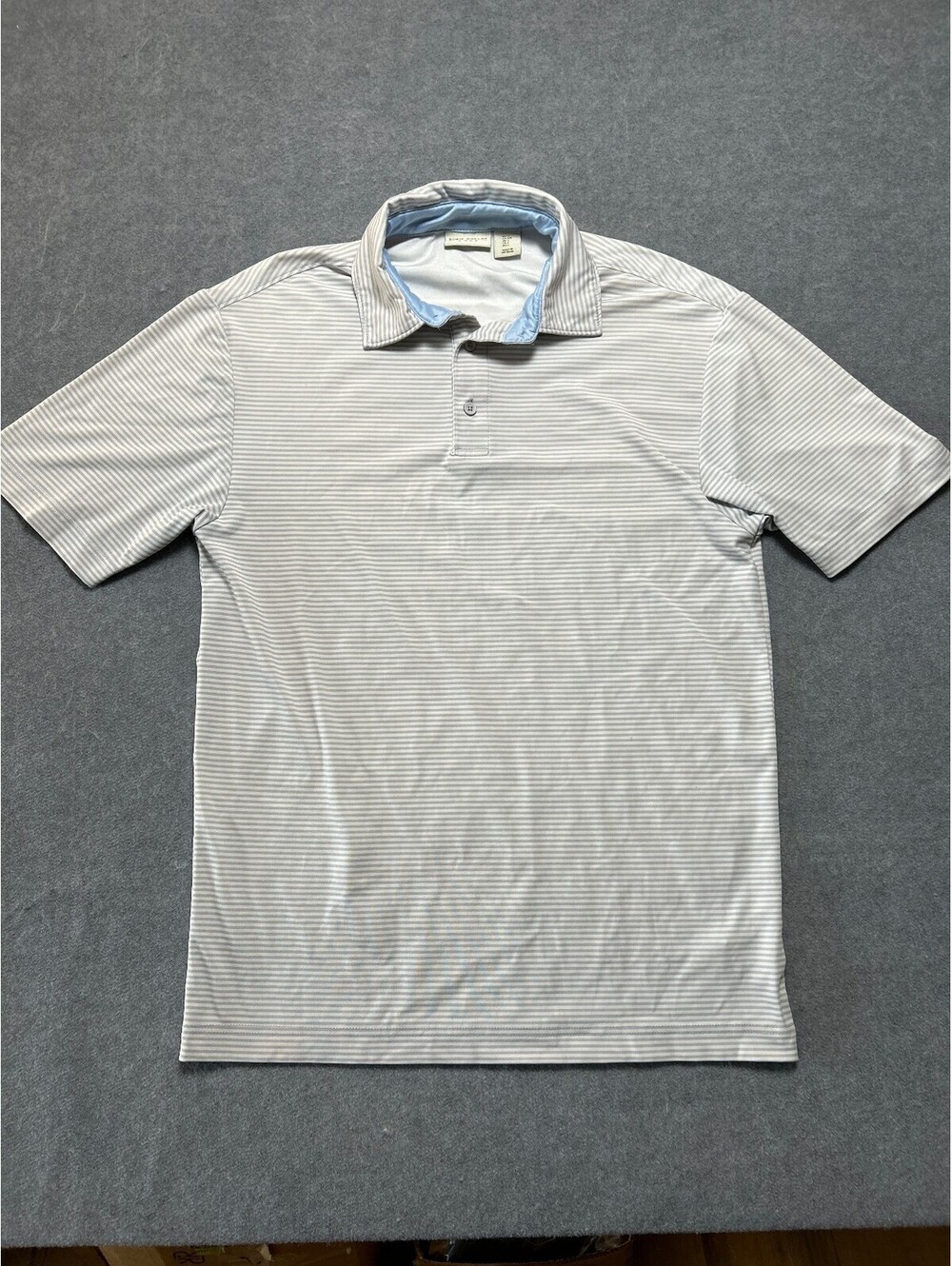 Rorie Whelan Golf Polo Shirt Men’s Small Gray Striped Performance Stretch Golf
